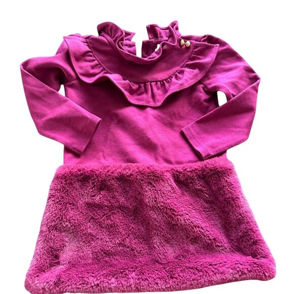 Janie and Jack Other - Janie and Jack Ponte Dress Radiance Faux Fur Ruffle Raspberry Pink Size 18-24M
